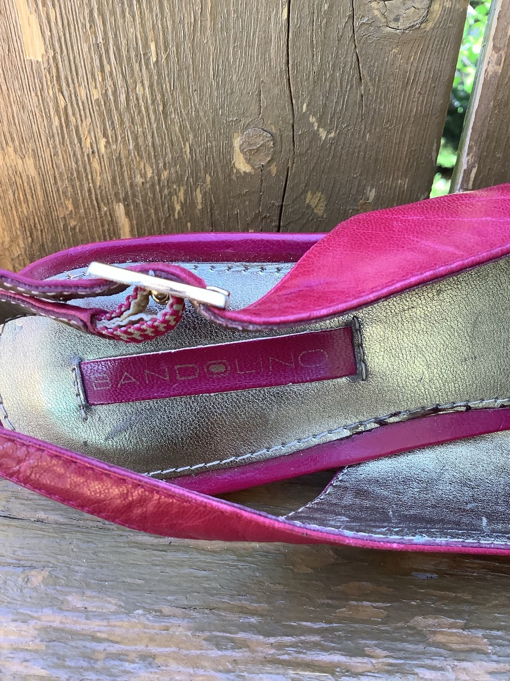 Y2K Bandolino Fuchsia Pink Leather Slingback Peep Toe Heels Size 8 - Picture 7 of 12